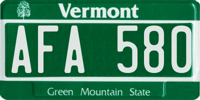 VT license plate AFA580
