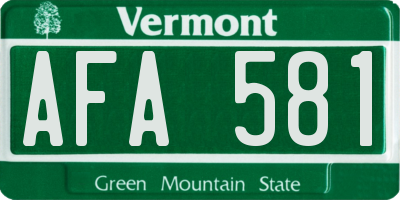 VT license plate AFA581