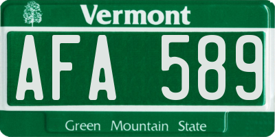 VT license plate AFA589