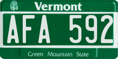 VT license plate AFA592