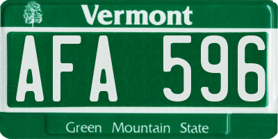 VT license plate AFA596