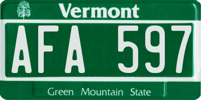 VT license plate AFA597