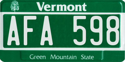 VT license plate AFA598