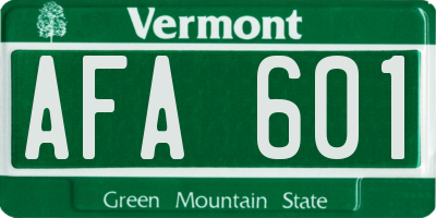 VT license plate AFA601