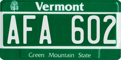 VT license plate AFA602