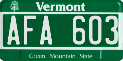 VT license plate AFA603