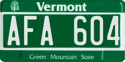 VT license plate AFA604