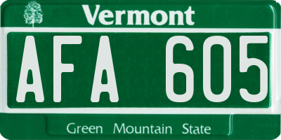 VT license plate AFA605