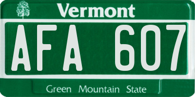 VT license plate AFA607