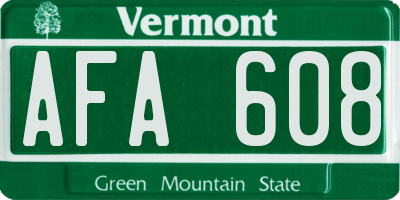 VT license plate AFA608