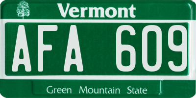 VT license plate AFA609