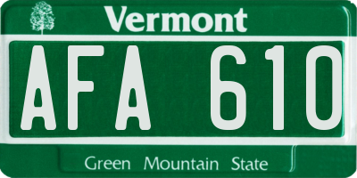 VT license plate AFA610