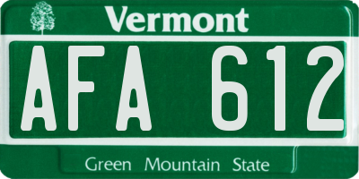 VT license plate AFA612