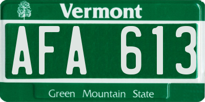 VT license plate AFA613