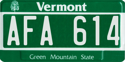 VT license plate AFA614