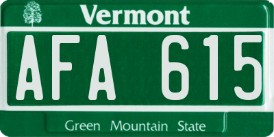 VT license plate AFA615