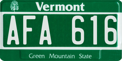 VT license plate AFA616