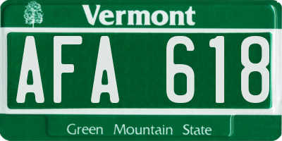 VT license plate AFA618