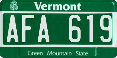 VT license plate AFA619
