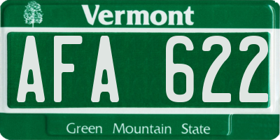 VT license plate AFA622