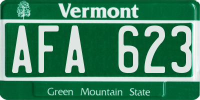 VT license plate AFA623