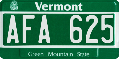 VT license plate AFA625