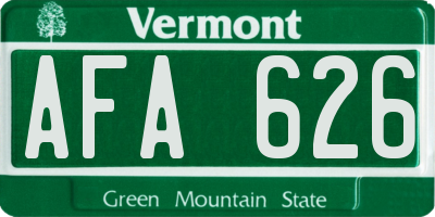 VT license plate AFA626