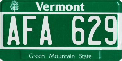 VT license plate AFA629