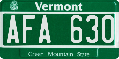 VT license plate AFA630