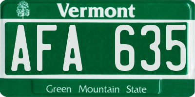 VT license plate AFA635