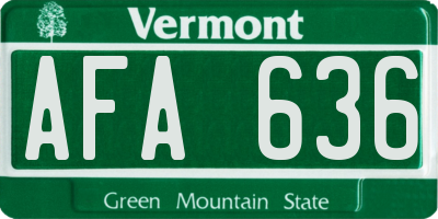 VT license plate AFA636