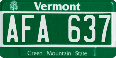 VT license plate AFA637