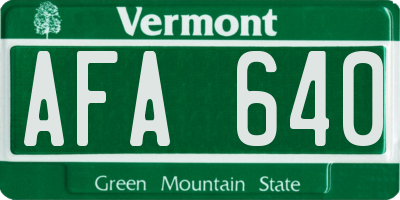 VT license plate AFA640