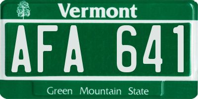 VT license plate AFA641