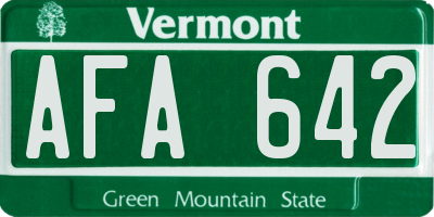 VT license plate AFA642