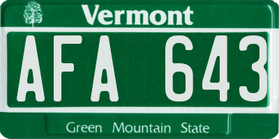 VT license plate AFA643