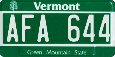 VT license plate AFA644