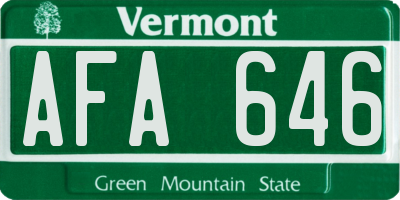 VT license plate AFA646
