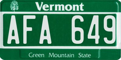 VT license plate AFA649