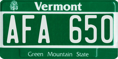 VT license plate AFA650