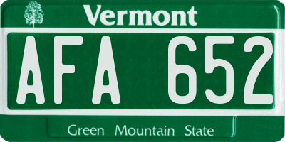 VT license plate AFA652