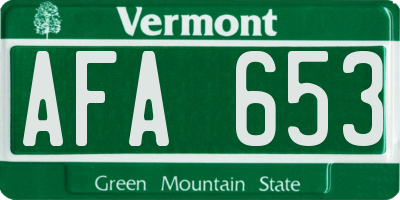 VT license plate AFA653