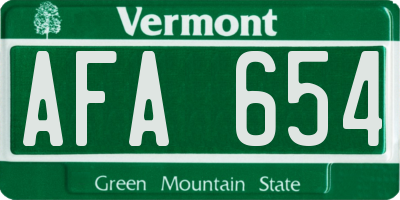 VT license plate AFA654