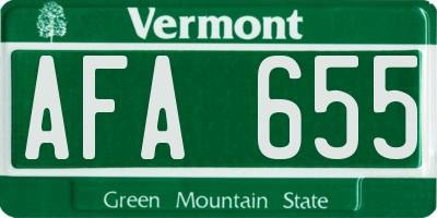 VT license plate AFA655