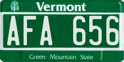 VT license plate AFA656