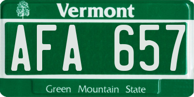 VT license plate AFA657