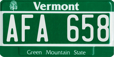 VT license plate AFA658