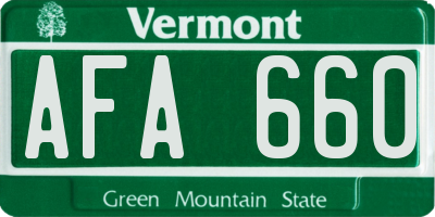 VT license plate AFA660