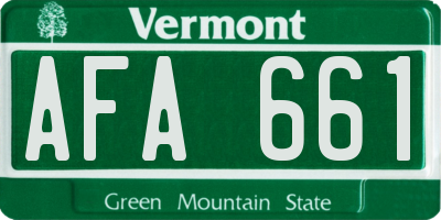 VT license plate AFA661