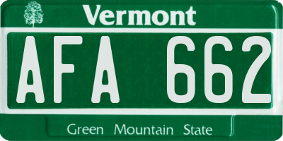 VT license plate AFA662